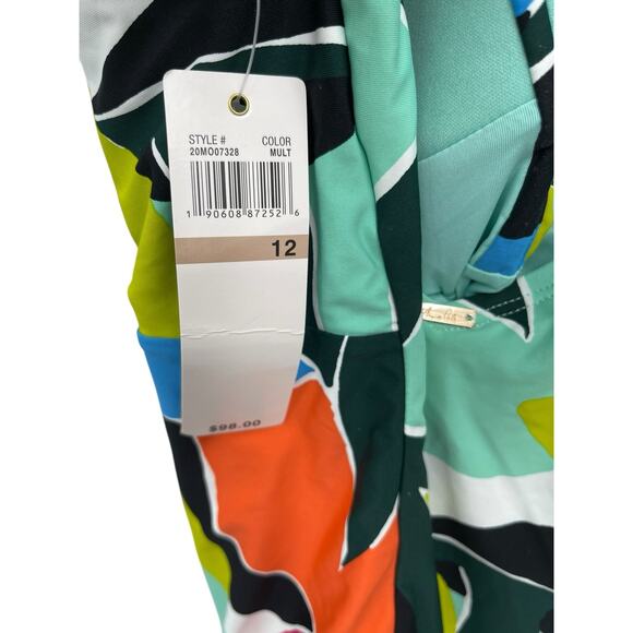 NWT Anne Cole Swimsuit Polynesian Palm Plunge Twist One Piece Size 12 - Picture 7 of 10